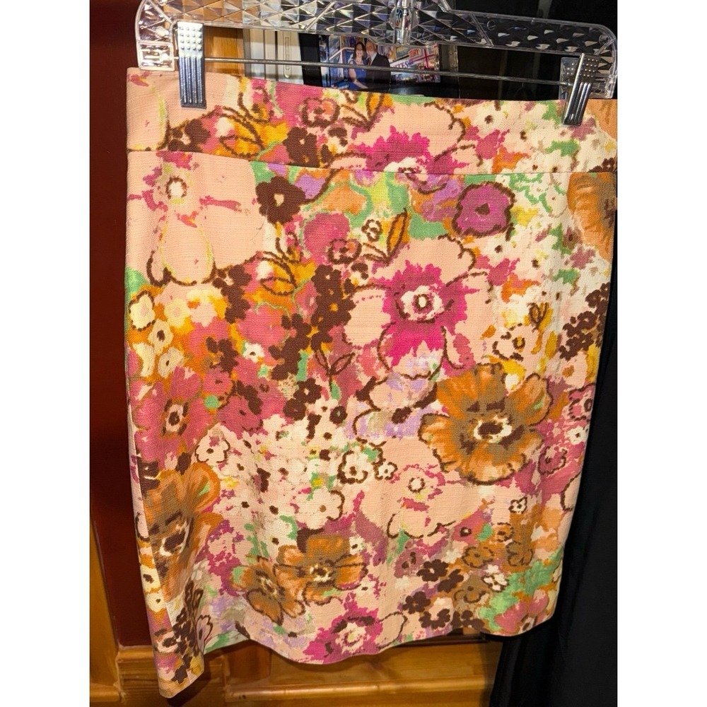 J. Crew Sherbet Floral Skirt Sz 6 Bold Print Textured Fabric Zip Closure